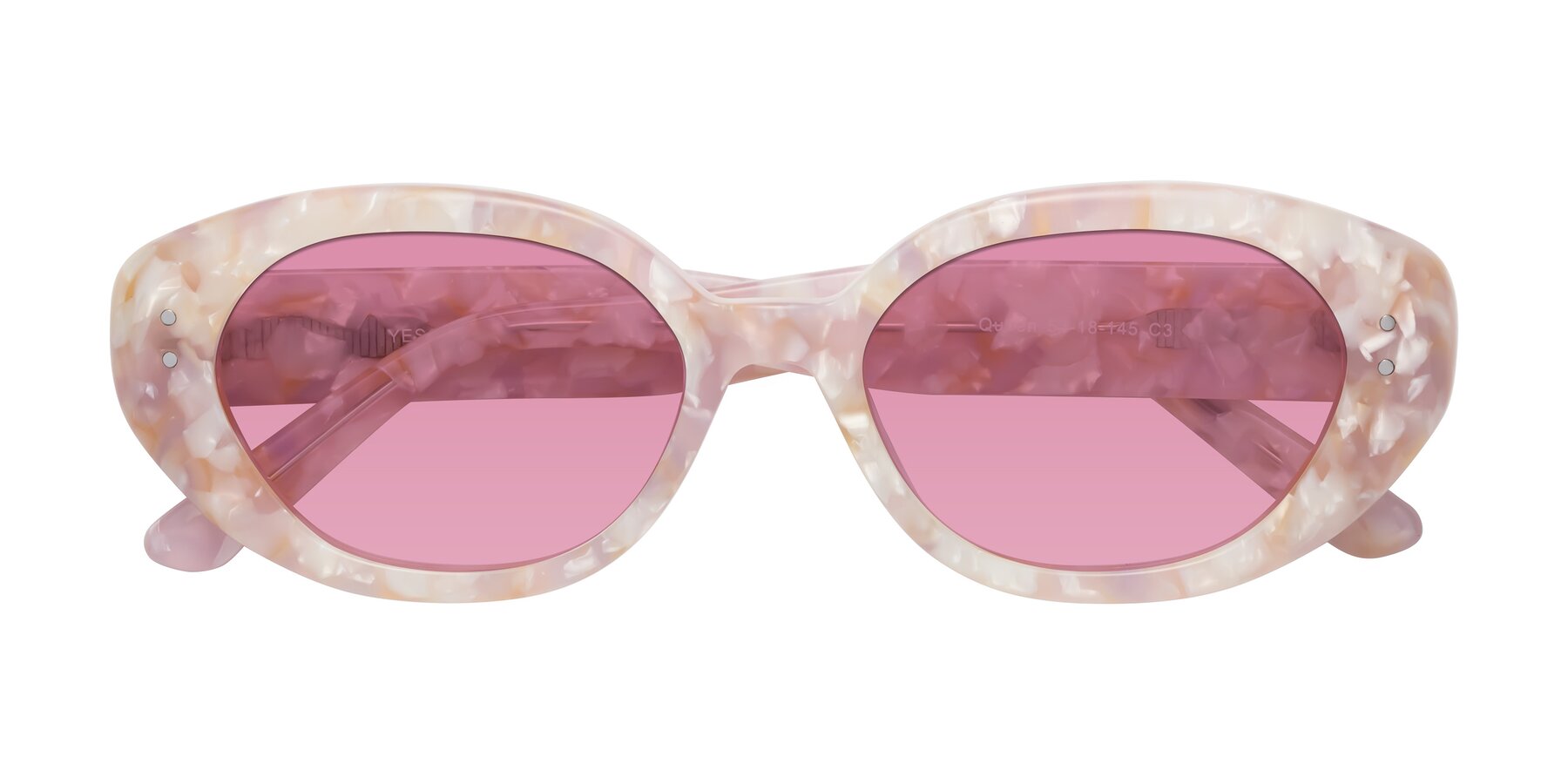 Folded Front of Quuen in Light Pink Tortoise with Medium Wine Tinted Lenses