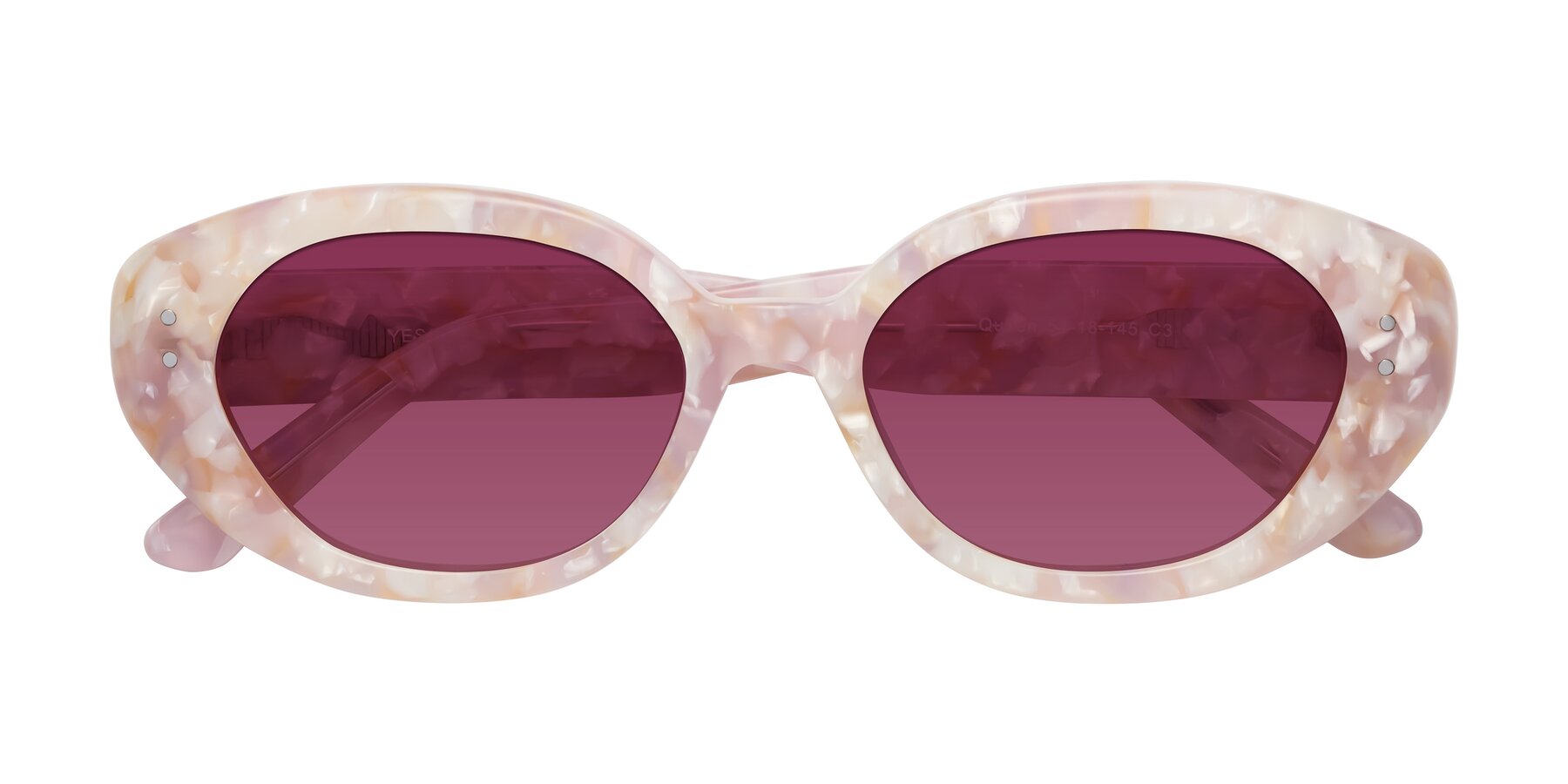 Folded Front of Quuen in Light Pink Tortoise with Wine Tinted Lenses