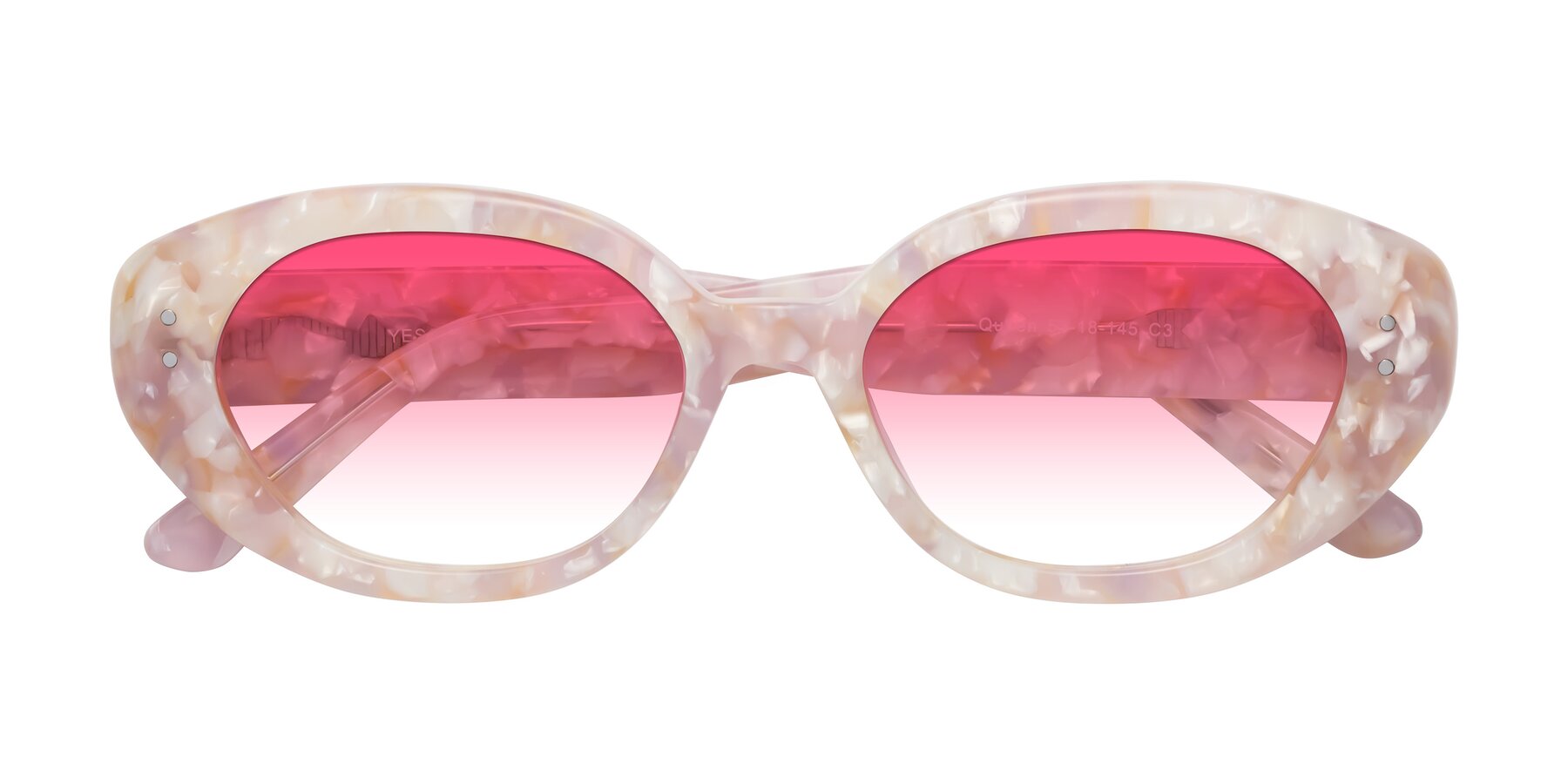 Folded Front of Quuen in Light Pink Tortoise with Pink Gradient Lenses