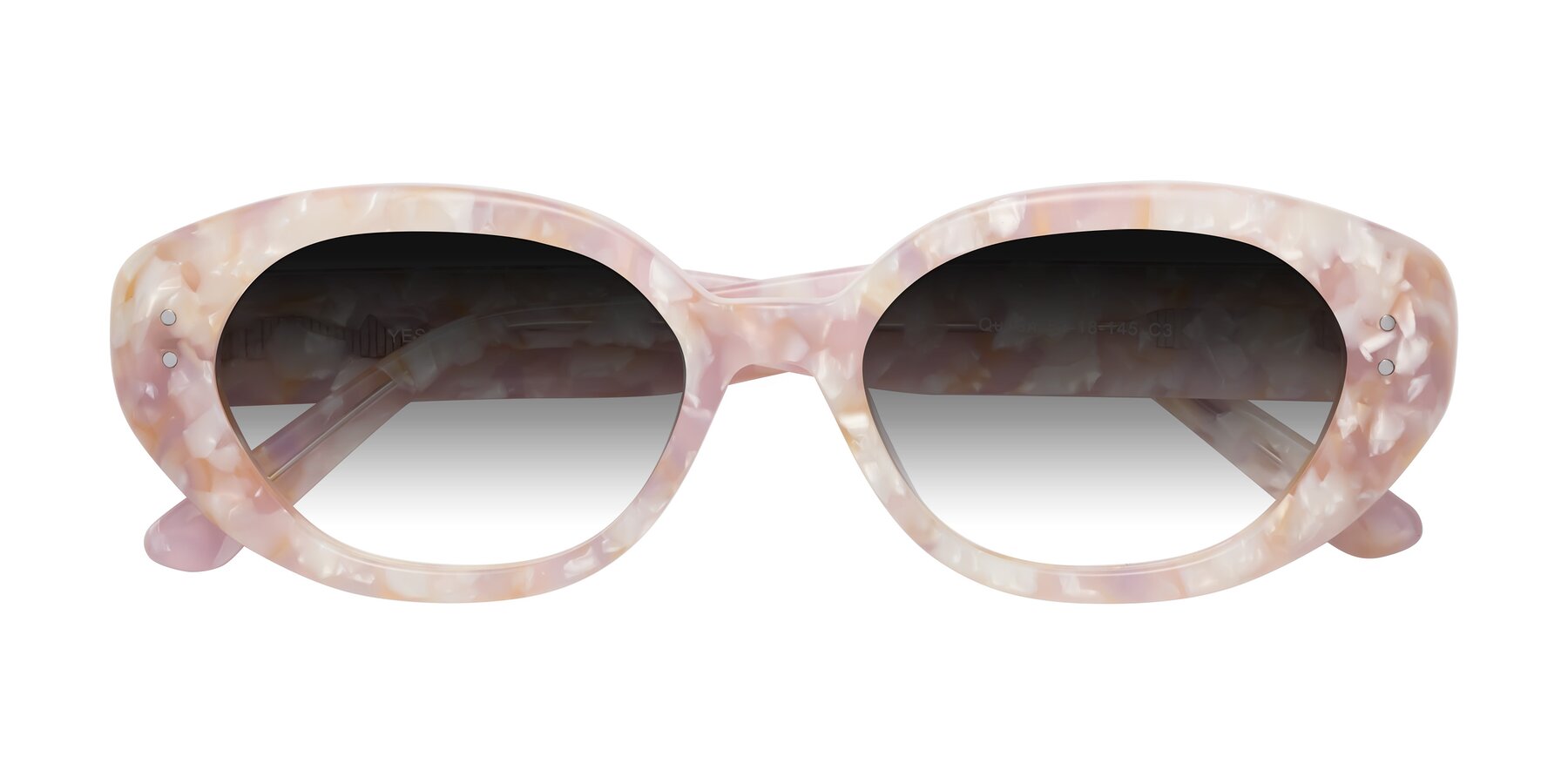 Folded Front of Quuen in Light Pink Tortoise with Gray Gradient Lenses