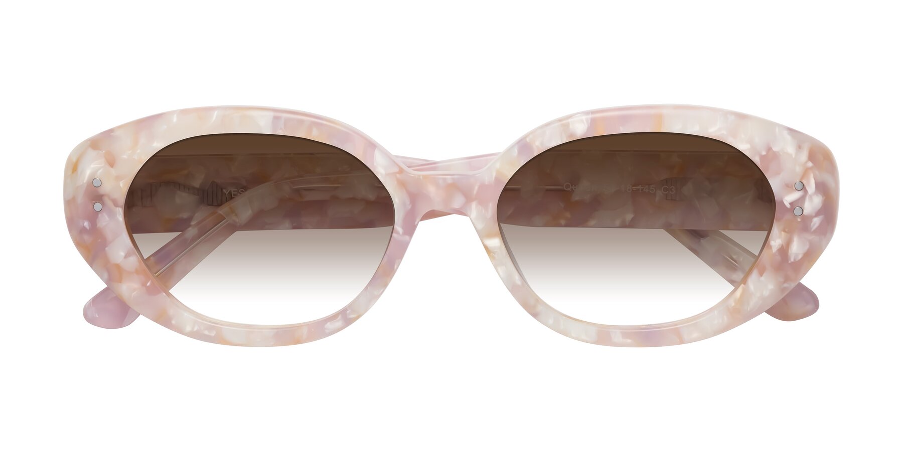 Folded Front of Quuen in Light Pink Tortoise with Brown Gradient Lenses