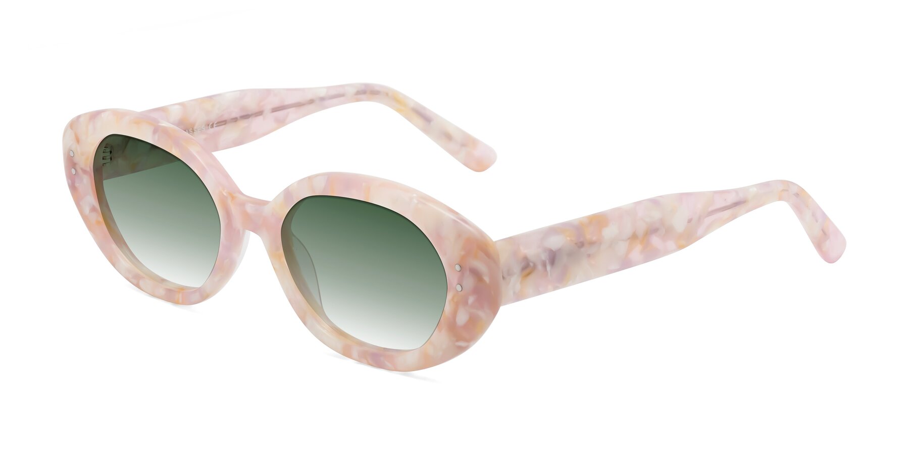 Angle of Quuen in Light Pink Tortoise with Green Gradient Lenses