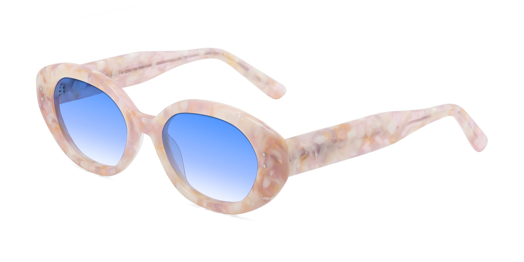 Angle of Quuen in Light Pink Tortoise with Blue Gradient Lenses