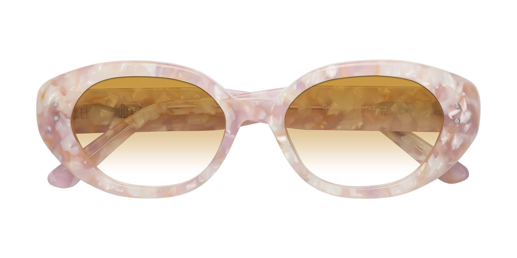 Folded Front of Quuen in Light Pink Tortoise with Champagne Gradient Lenses