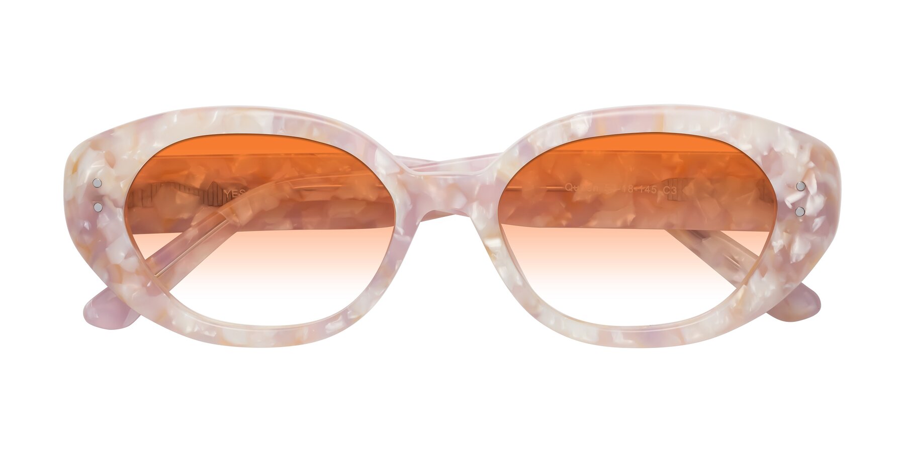 Folded Front of Quuen in Light Pink Tortoise with Orange Gradient Lenses