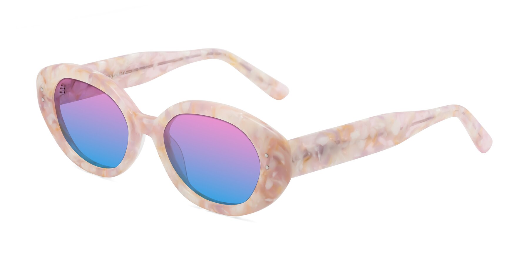 Angle of Quuen in Light Pink Tortoise with Pink / Blue Gradient Lenses