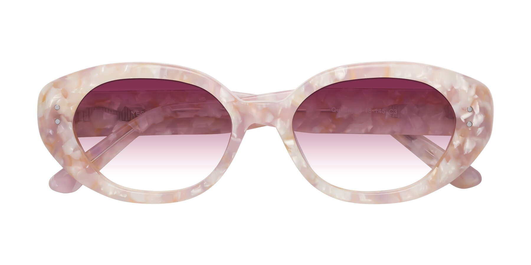 Folded Front of Quuen in Light Pink Tortoise with Wine Gradient Lenses