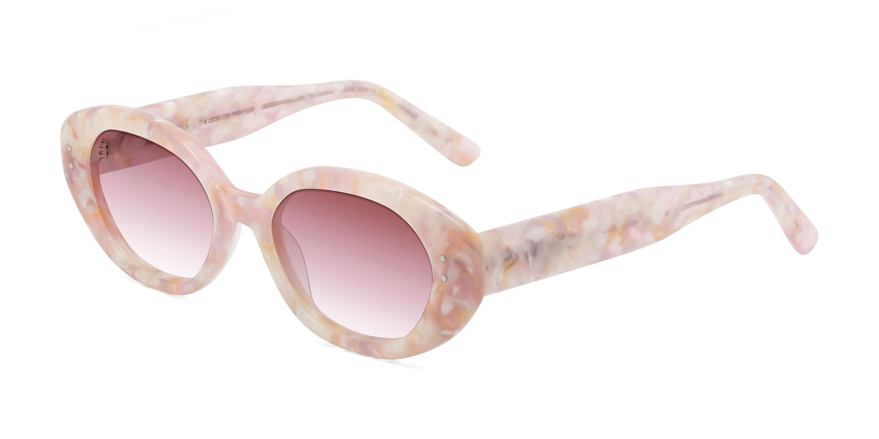 Angle of Quuen in Light Pink Tortoise with Garnet Gradient Lenses