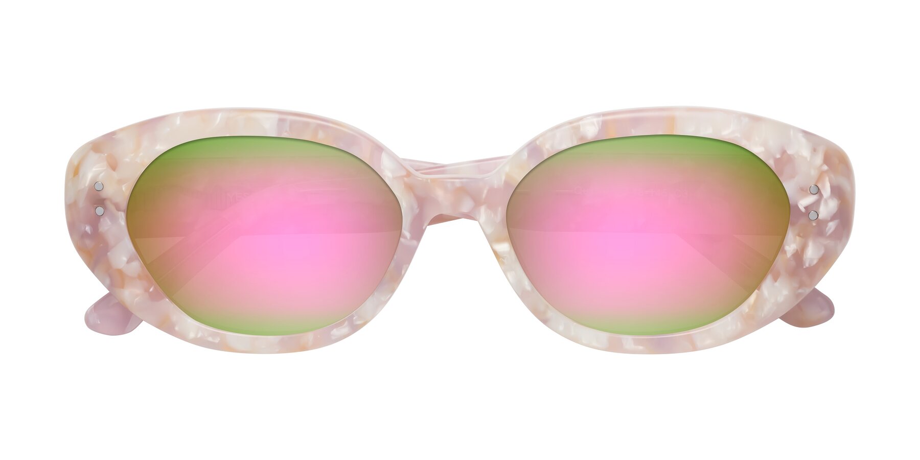 Folded Front of Quuen in Light Pink Tortoise with Pink Mirrored Lenses