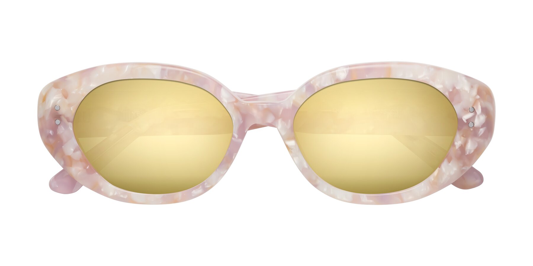 Folded Front of Quuen in Light Pink Tortoise with Gold Mirrored Lenses