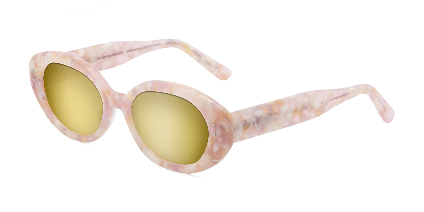 Angle of Quuen in Light Pink Tortoise with Gold Mirrored Lenses