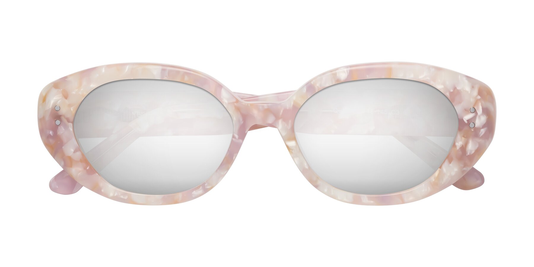 Folded Front of Quuen in Light Pink Tortoise with Silver Mirrored Lenses