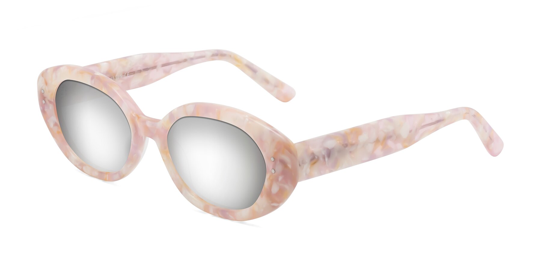 Angle of Quuen in Light Pink Tortoise with Silver Mirrored Lenses