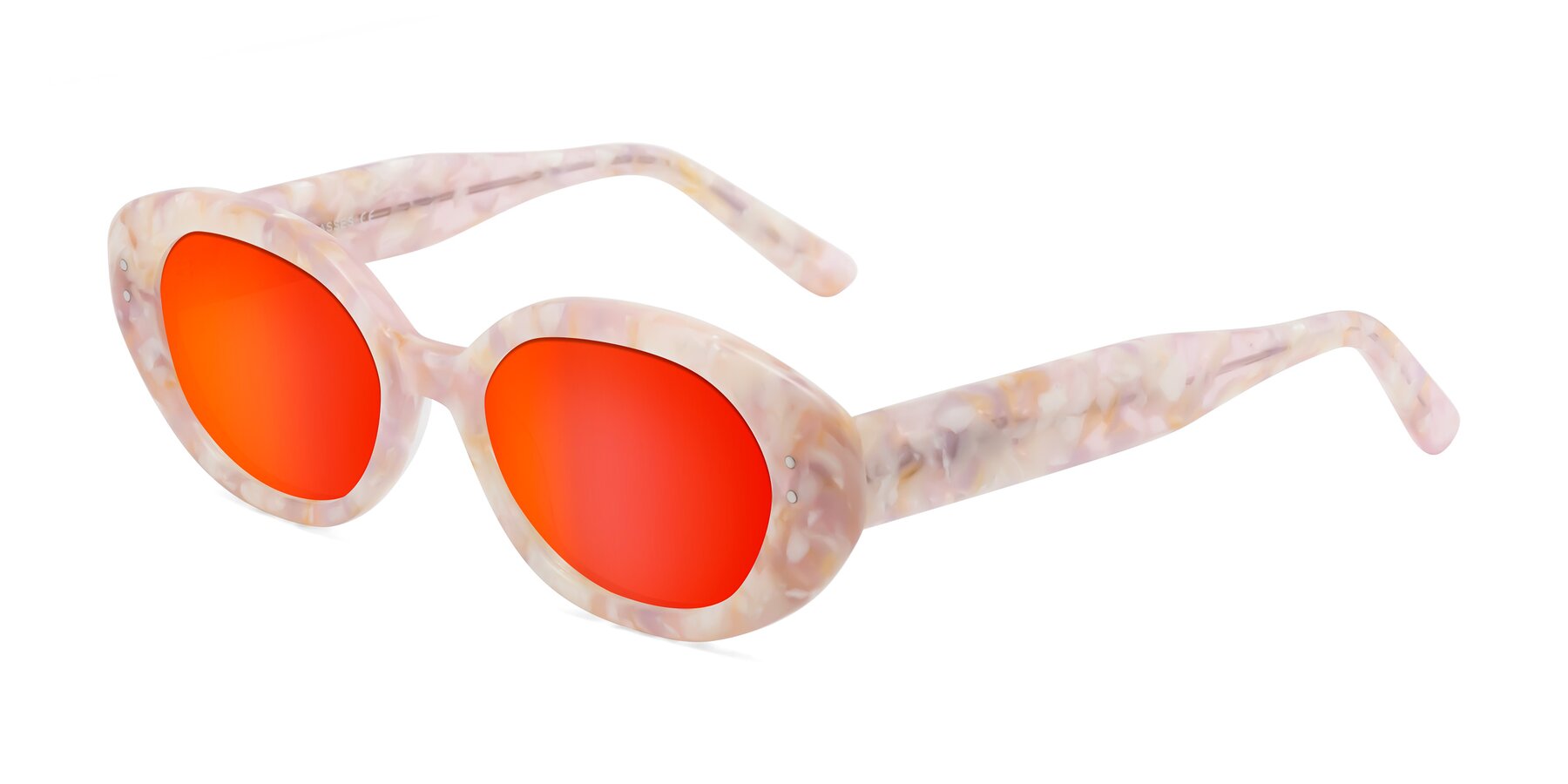 Angle of Quuen in Light Pink Tortoise with Red Gold Mirrored Lenses