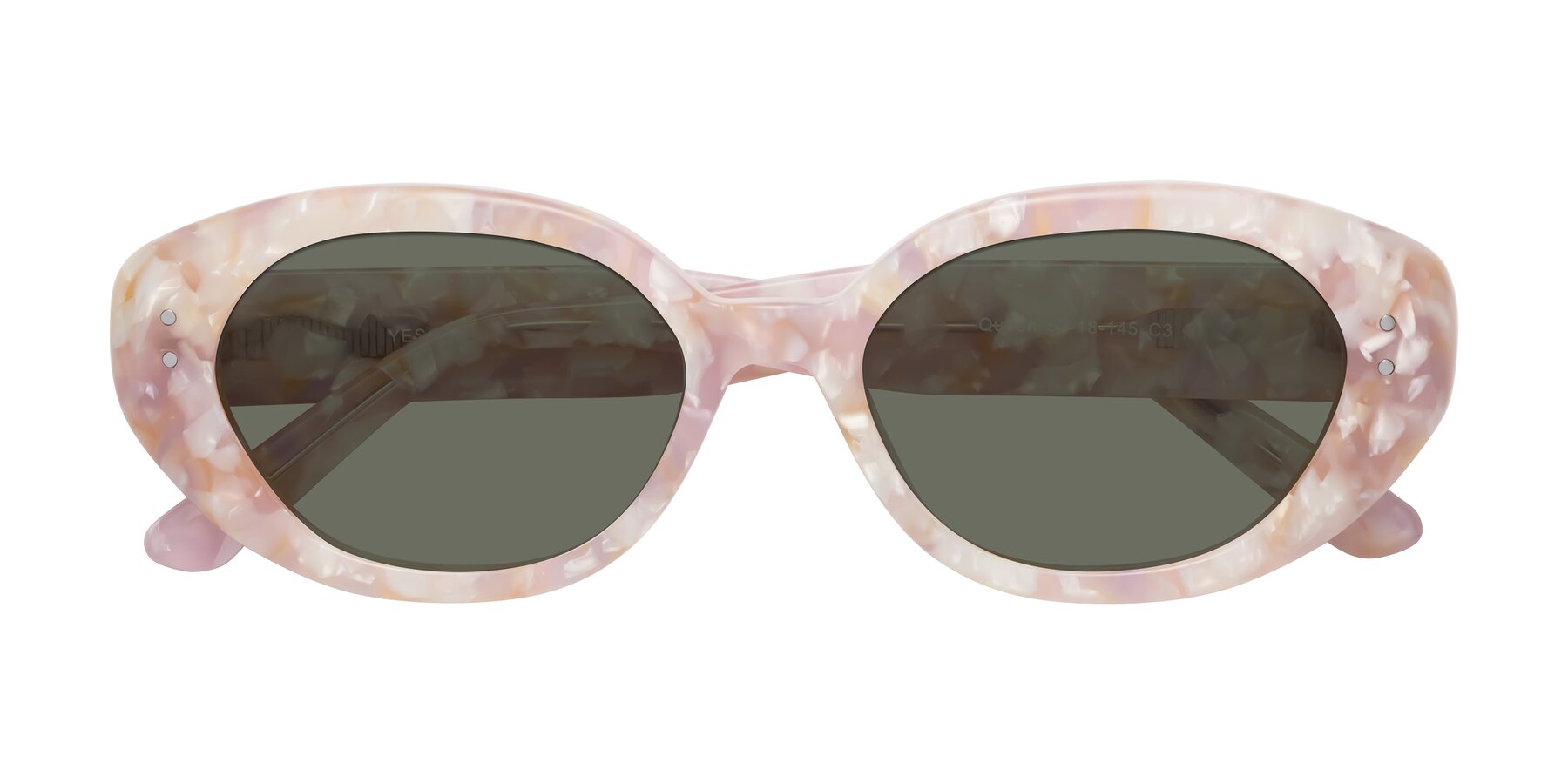 Folded Front of Quuen in Light Pink Tortoise with Gray Polarized Lenses