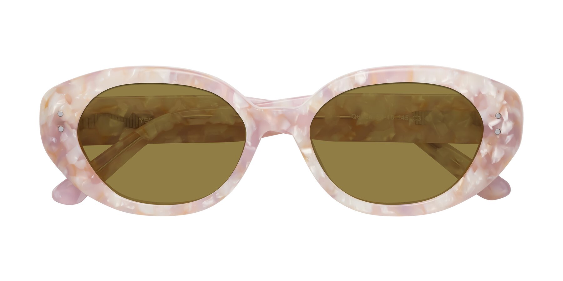 Folded Front of Quuen in Light Pink Tortoise with Brown Polarized Lenses