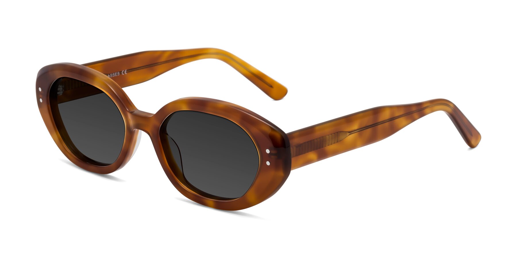 Angle of Quuen in Amber Tortoise with Gray Tinted Lenses