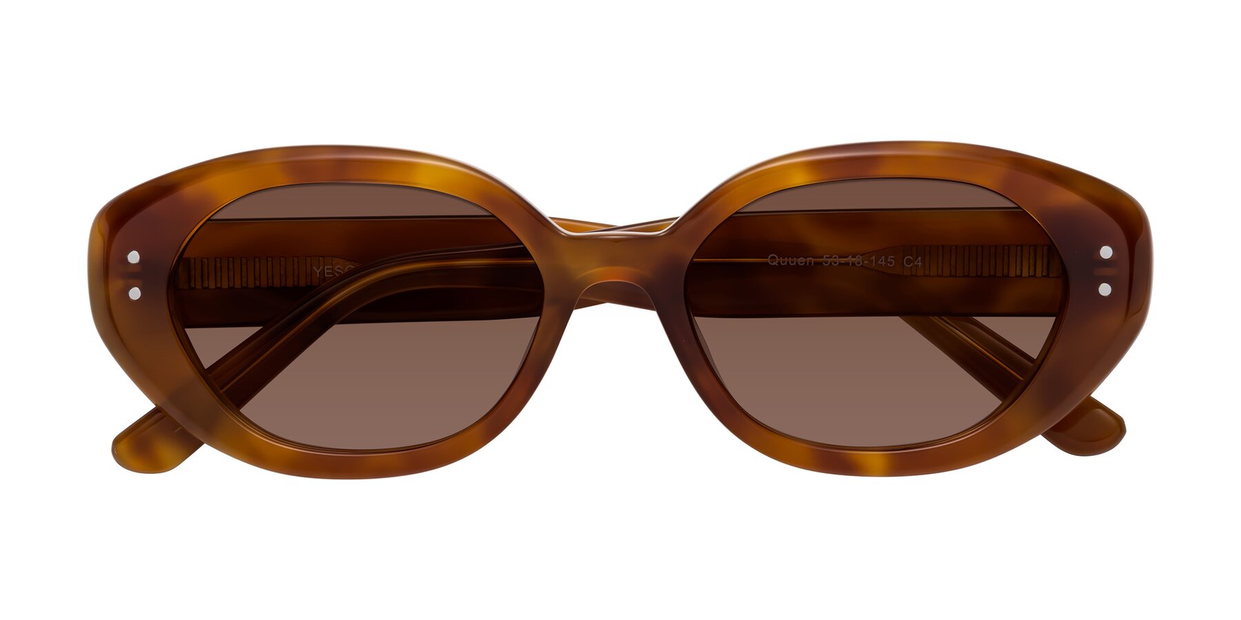 Folded Front of Quuen in Amber Tortoise with Brown Tinted Lenses