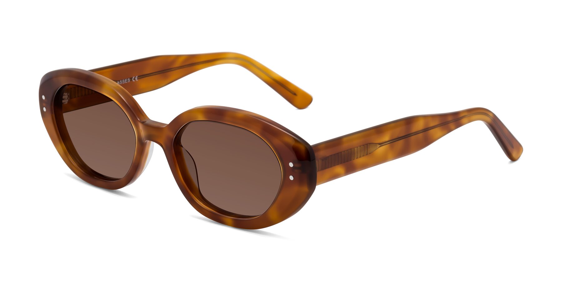 Angle of Quuen in Amber Tortoise with Brown Tinted Lenses