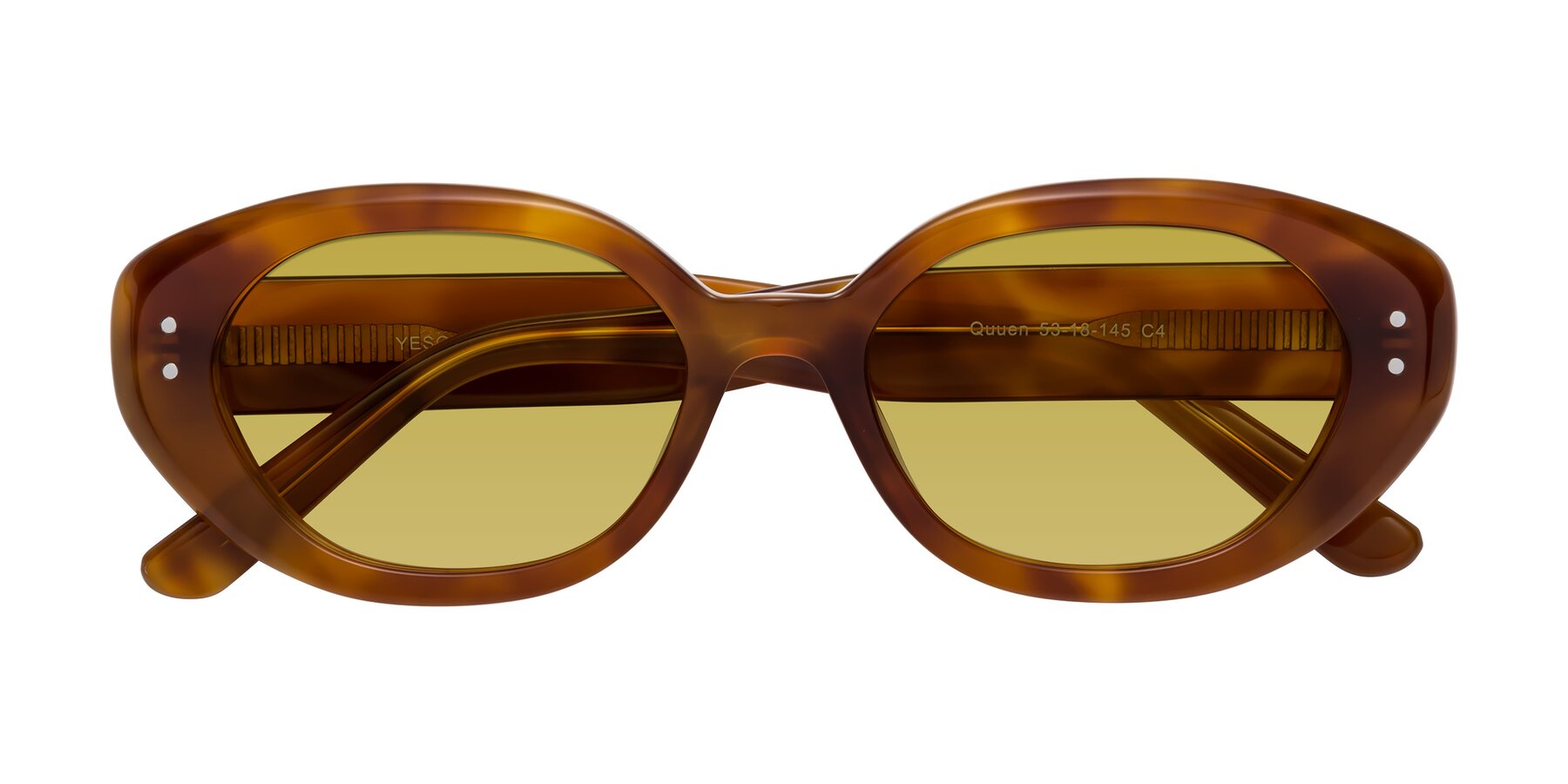 Folded Front of Quuen in Amber Tortoise with Champagne Tinted Lenses