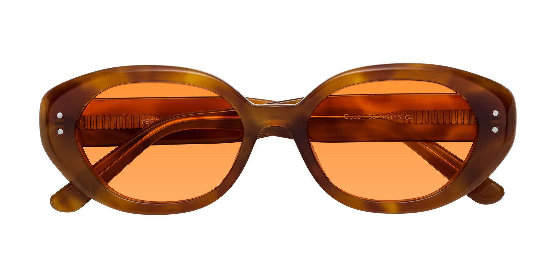 Folded Front of Quuen in Amber Tortoise with Orange Tinted Lenses