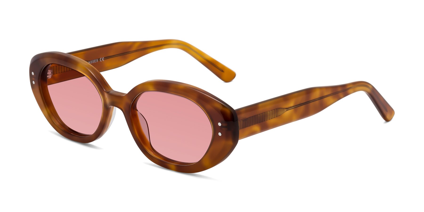 Angle of Quuen in Amber Tortoise with Medium Garnet Tinted Lenses