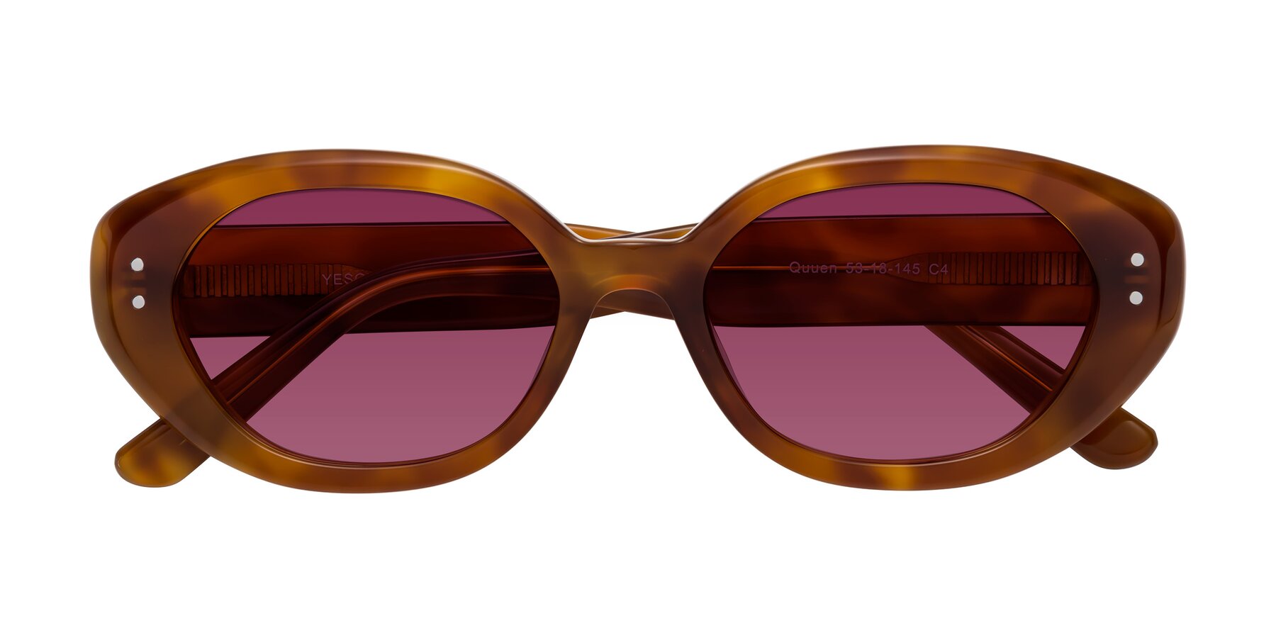 Folded Front of Quuen in Amber Tortoise with Wine Tinted Lenses