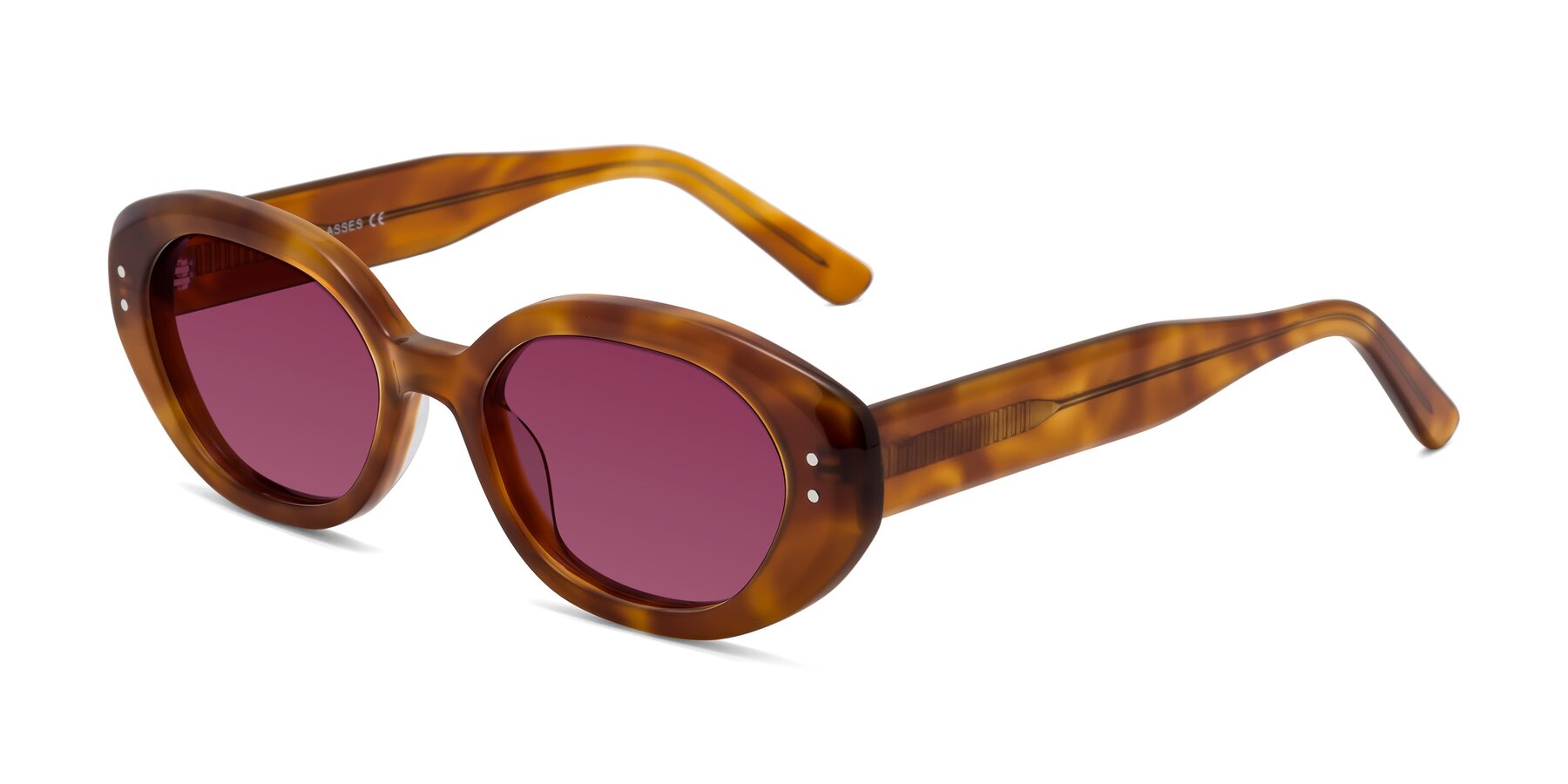 Angle of Quuen in Amber Tortoise with Wine Tinted Lenses