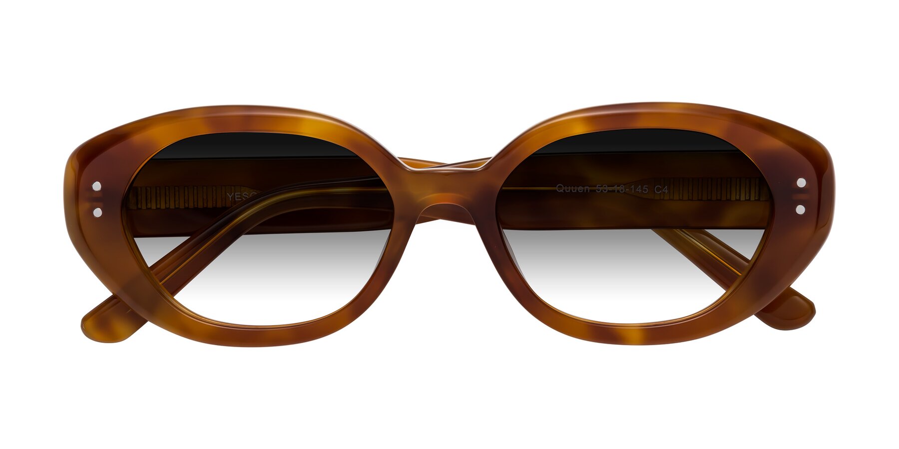 Folded Front of Quuen in Amber Tortoise with Gray Gradient Lenses