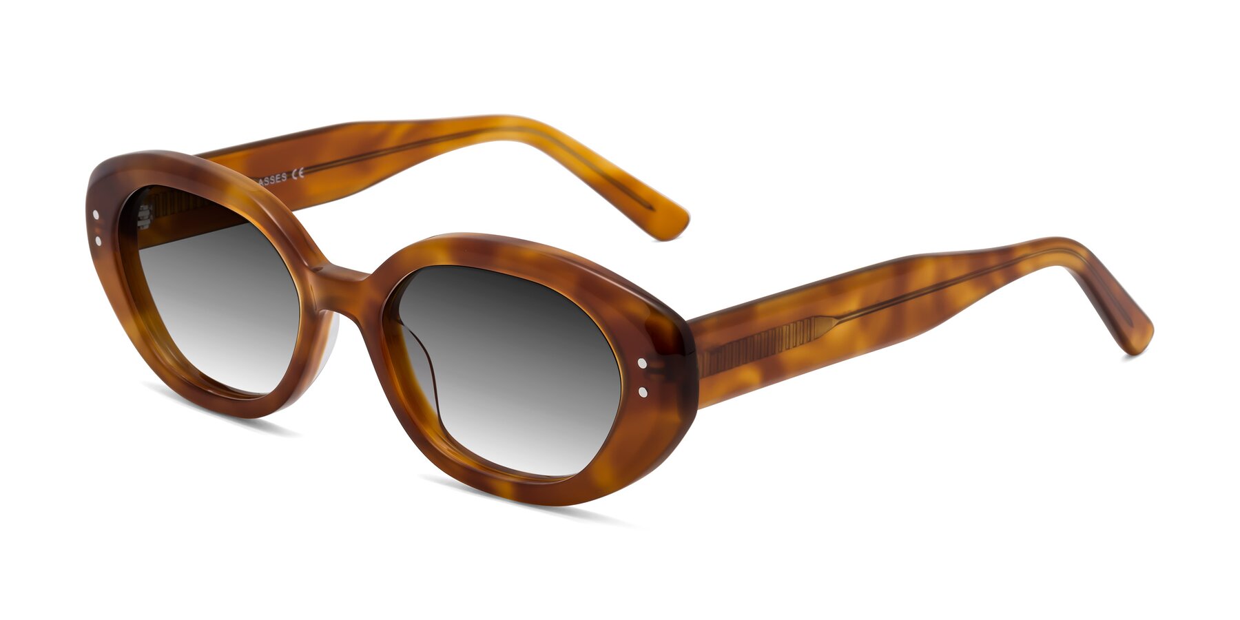 Angle of Quuen in Amber Tortoise with Gray Gradient Lenses