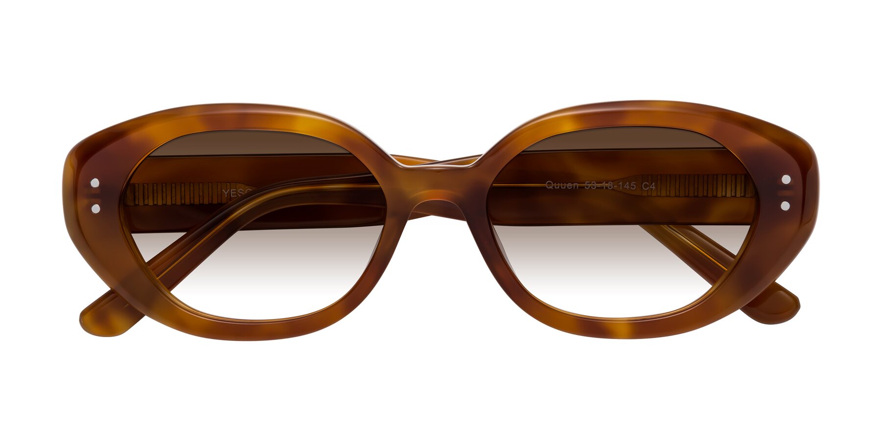 Folded Front of Quuen in Amber Tortoise with Brown Gradient Lenses