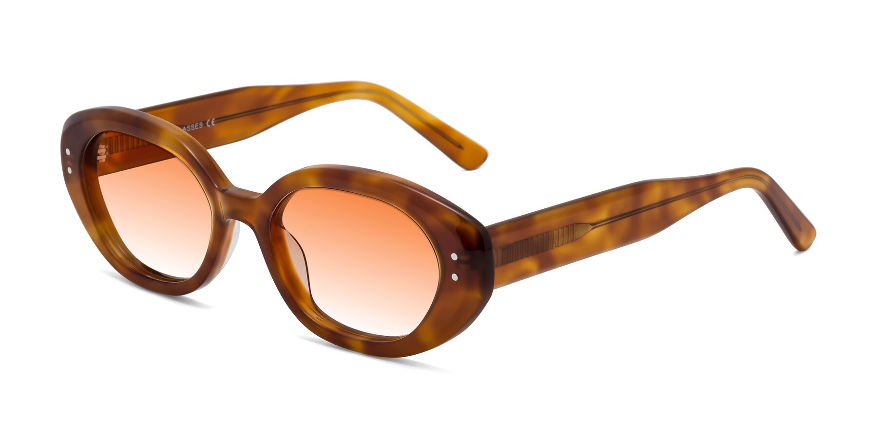 Angle of Quuen in Amber Tortoise with Orange Gradient Lenses