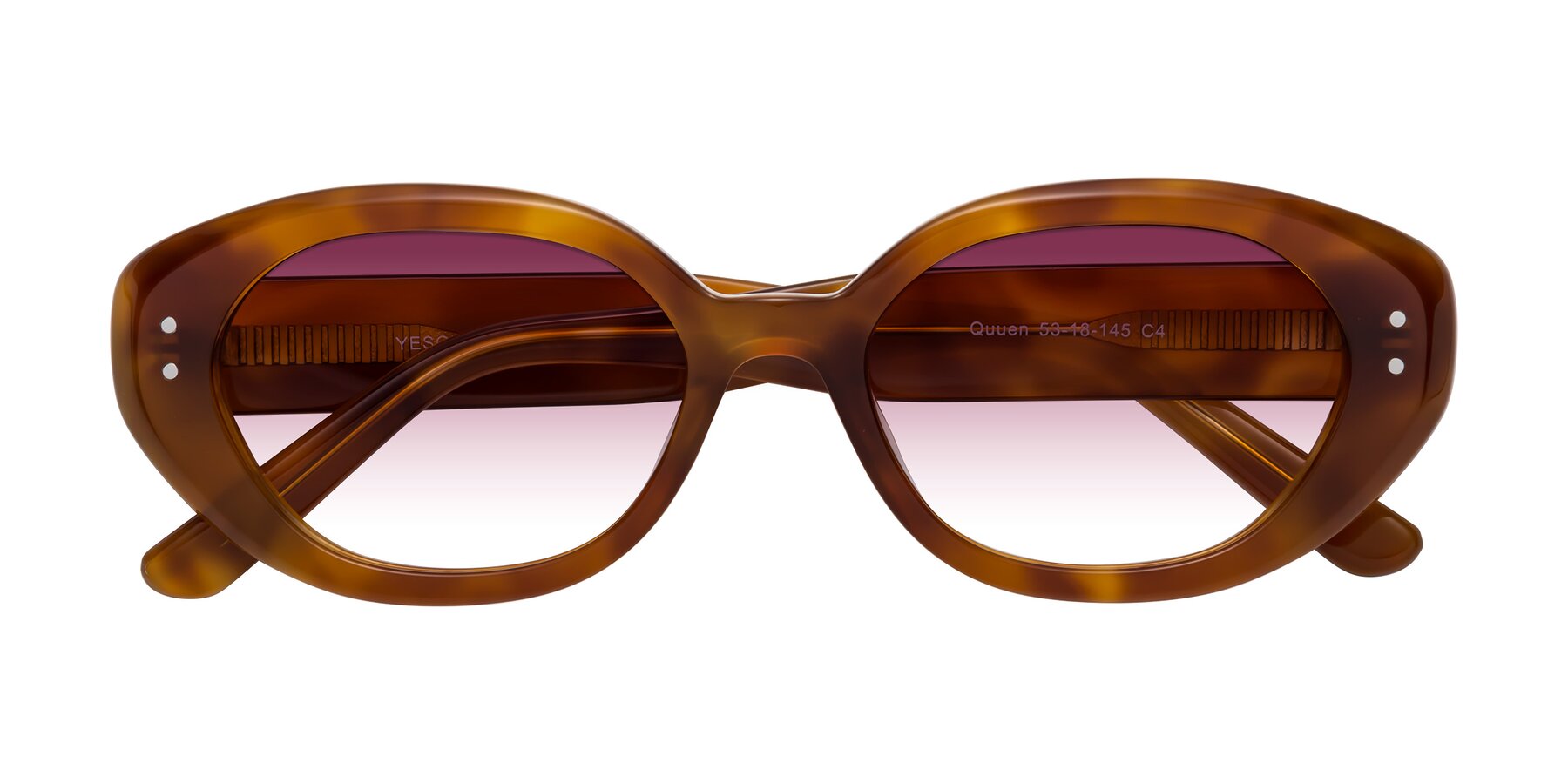 Folded Front of Quuen in Amber Tortoise with Wine Gradient Lenses