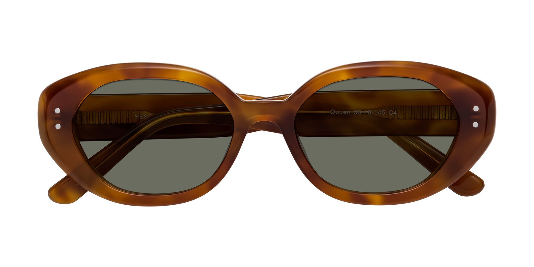 Folded Front of Quuen in Amber Tortoise with Gray Polarized Lenses