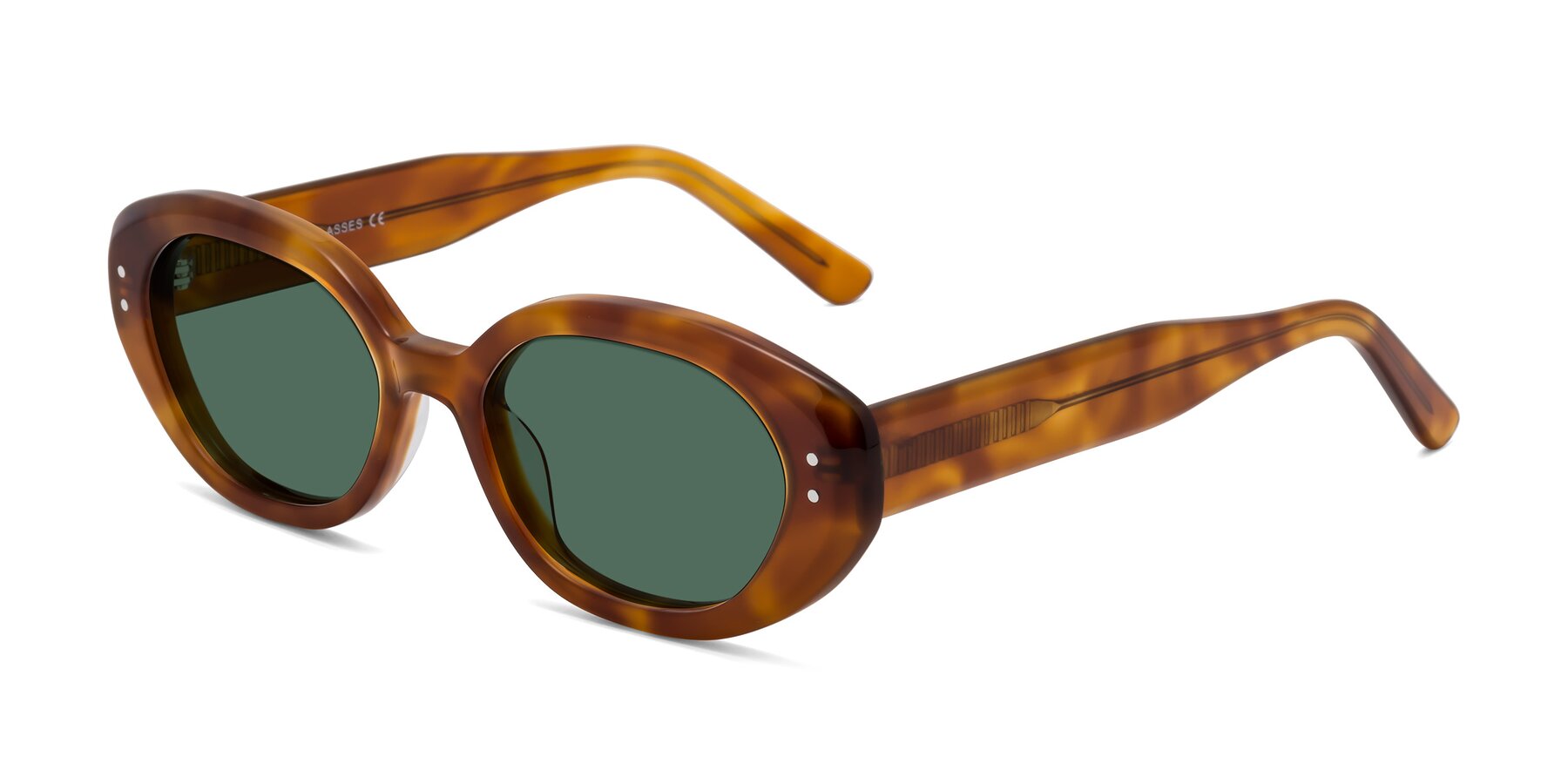 Angle of Quuen in Amber Tortoise with Green Polarized Lenses