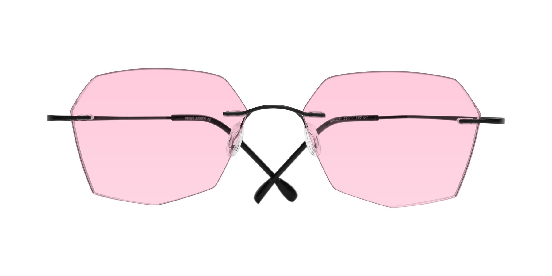 Folded Front of Denzel in Black with Light Pink Tinted Lenses