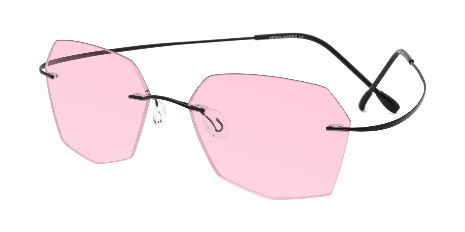 Angle of Denzel in Black with Light Pink Tinted Lenses