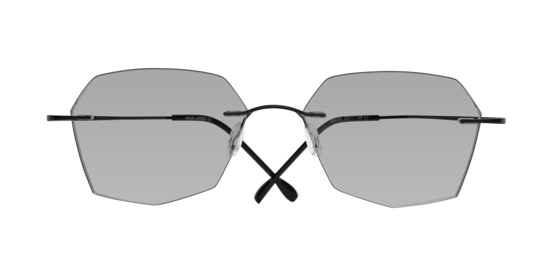 Folded Front of Denzel in Black with Light Gray Tinted Lenses