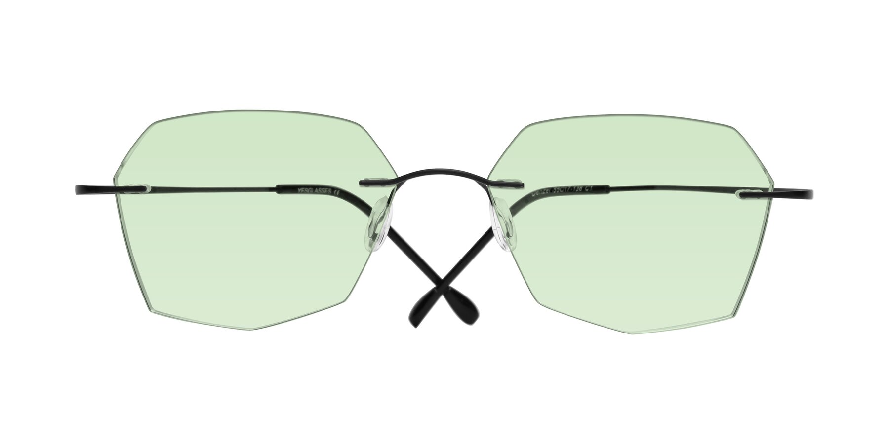 Folded Front of Denzel in Black with Light Green Tinted Lenses