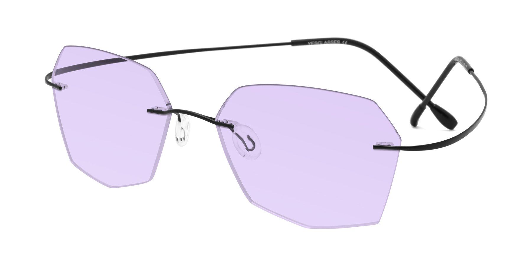 Angle of Denzel in Black with Light Purple Tinted Lenses