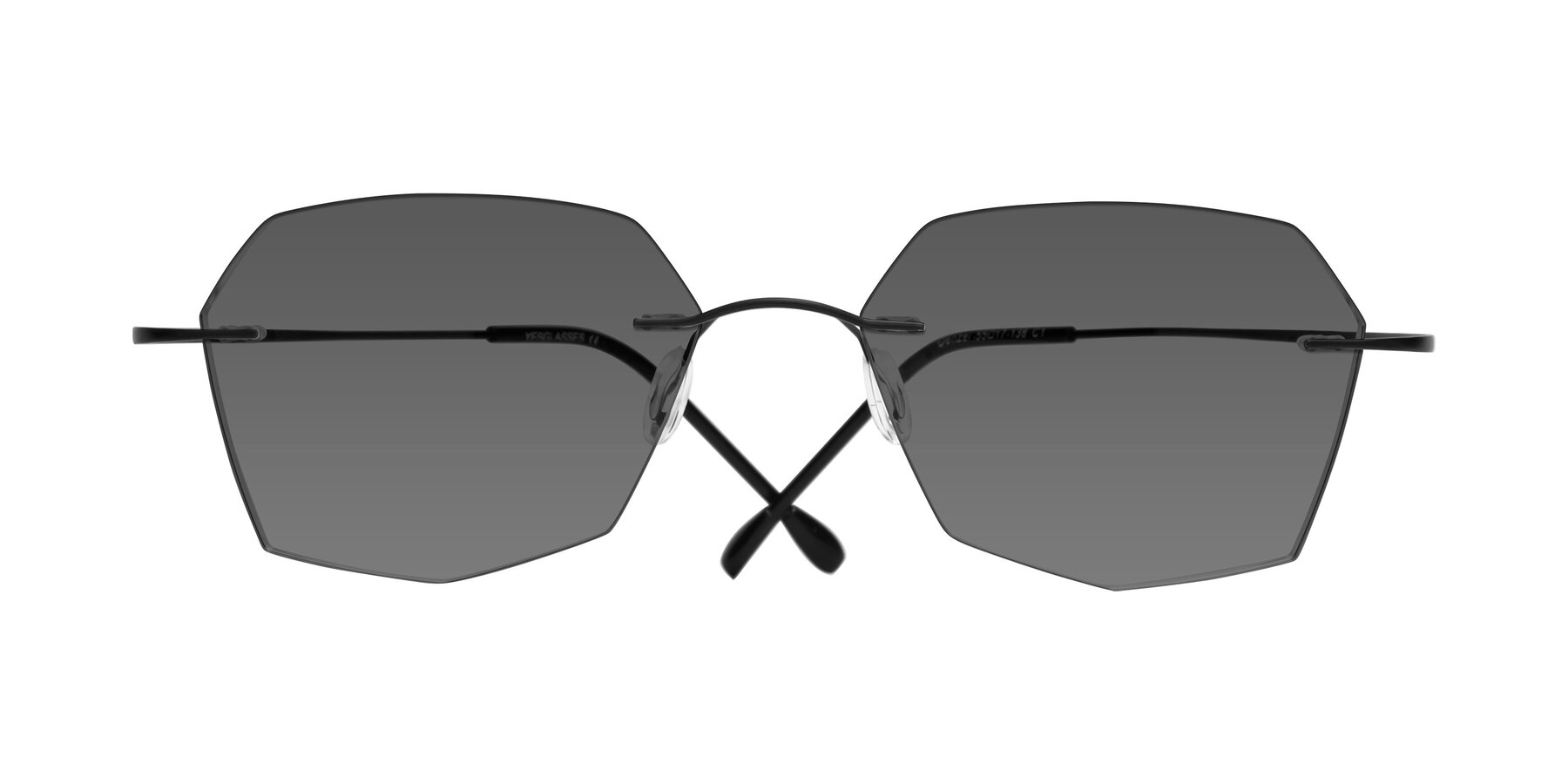 Folded Front of Denzel in Black with Medium Gray Tinted Lenses