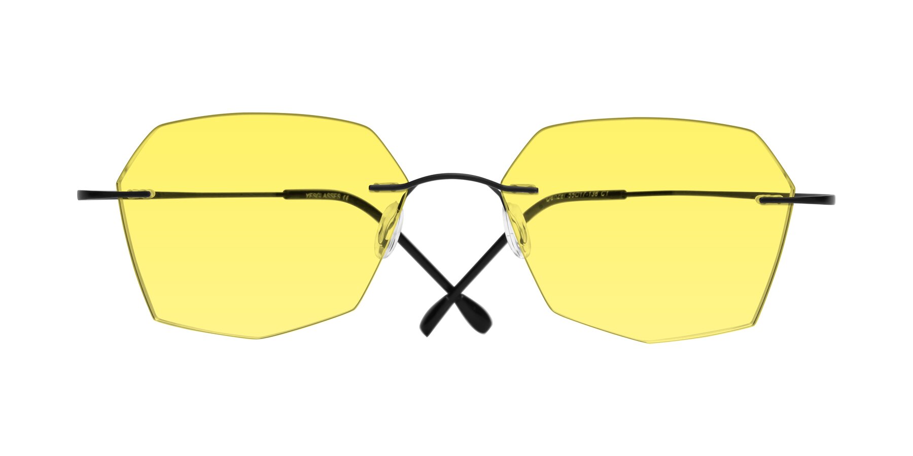 Folded Front of Denzel in Black with Medium Yellow Tinted Lenses