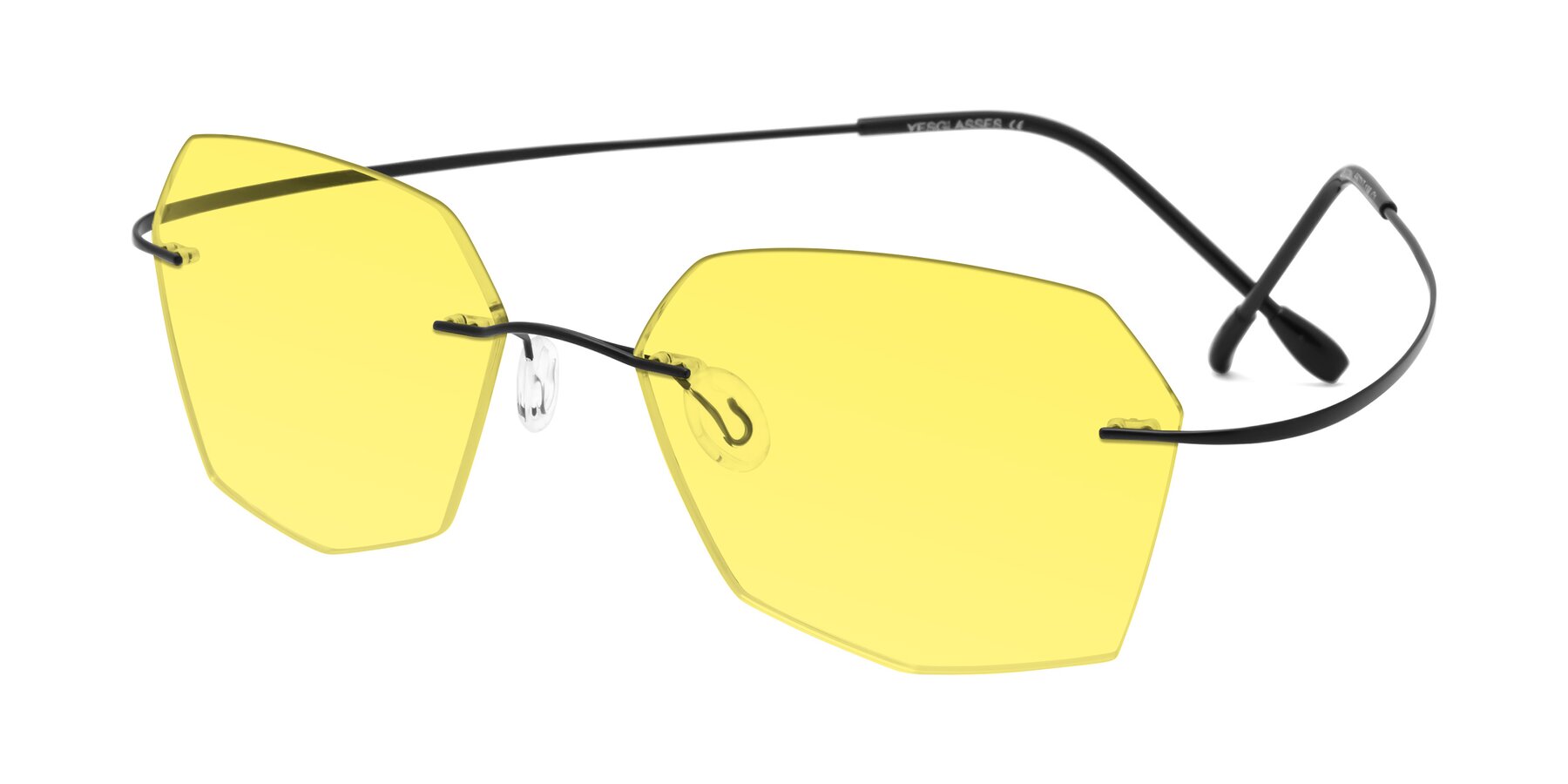 Angle of Denzel in Black with Medium Yellow Tinted Lenses