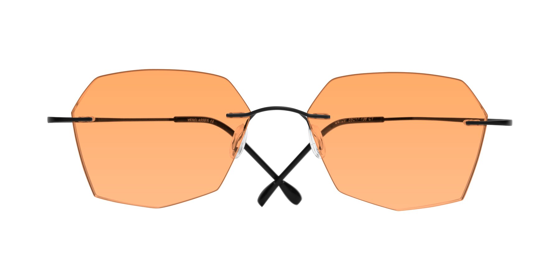 Folded Front of Denzel in Black with Medium Orange Tinted Lenses