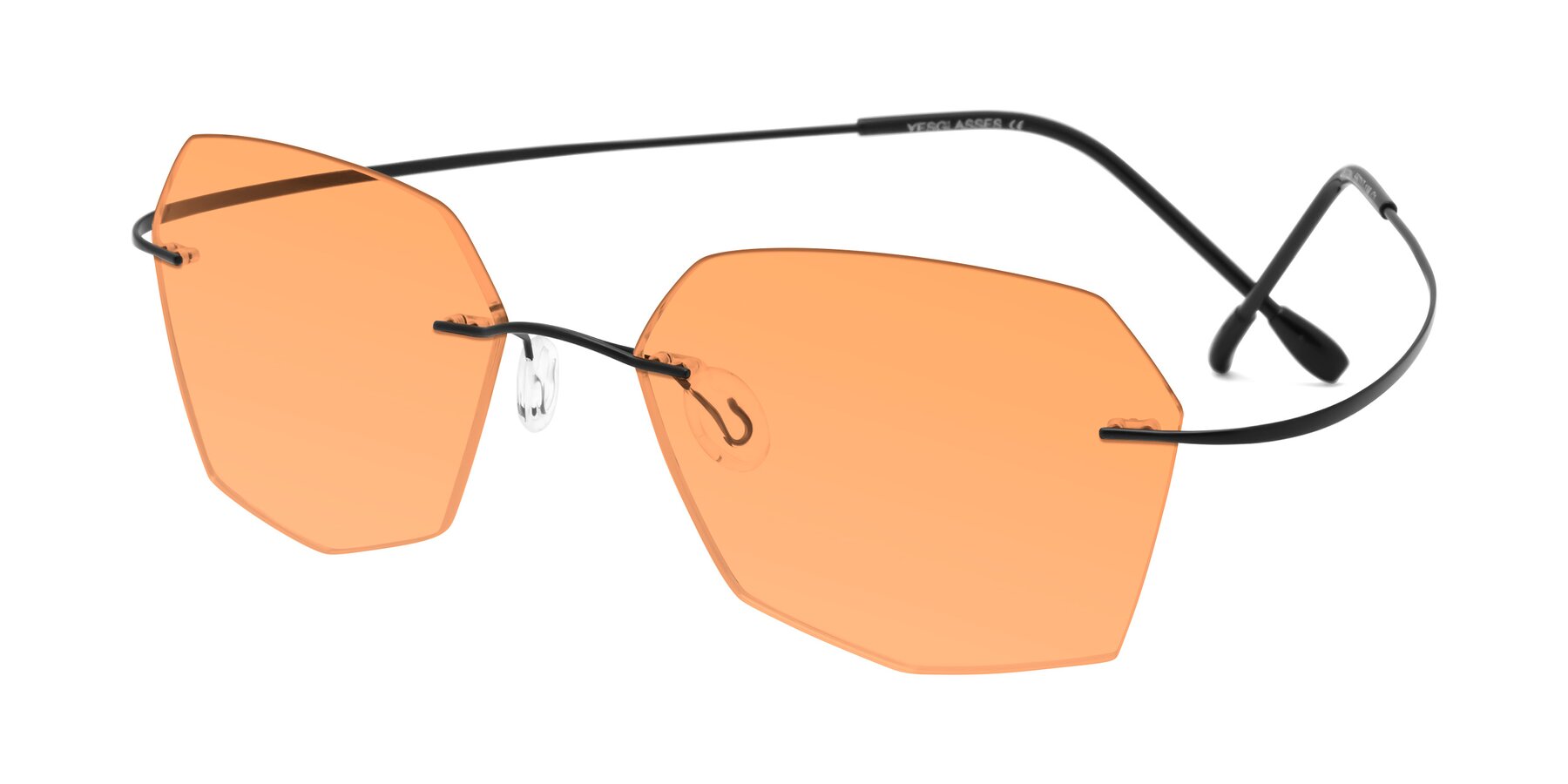 Angle of Denzel in Black with Medium Orange Tinted Lenses