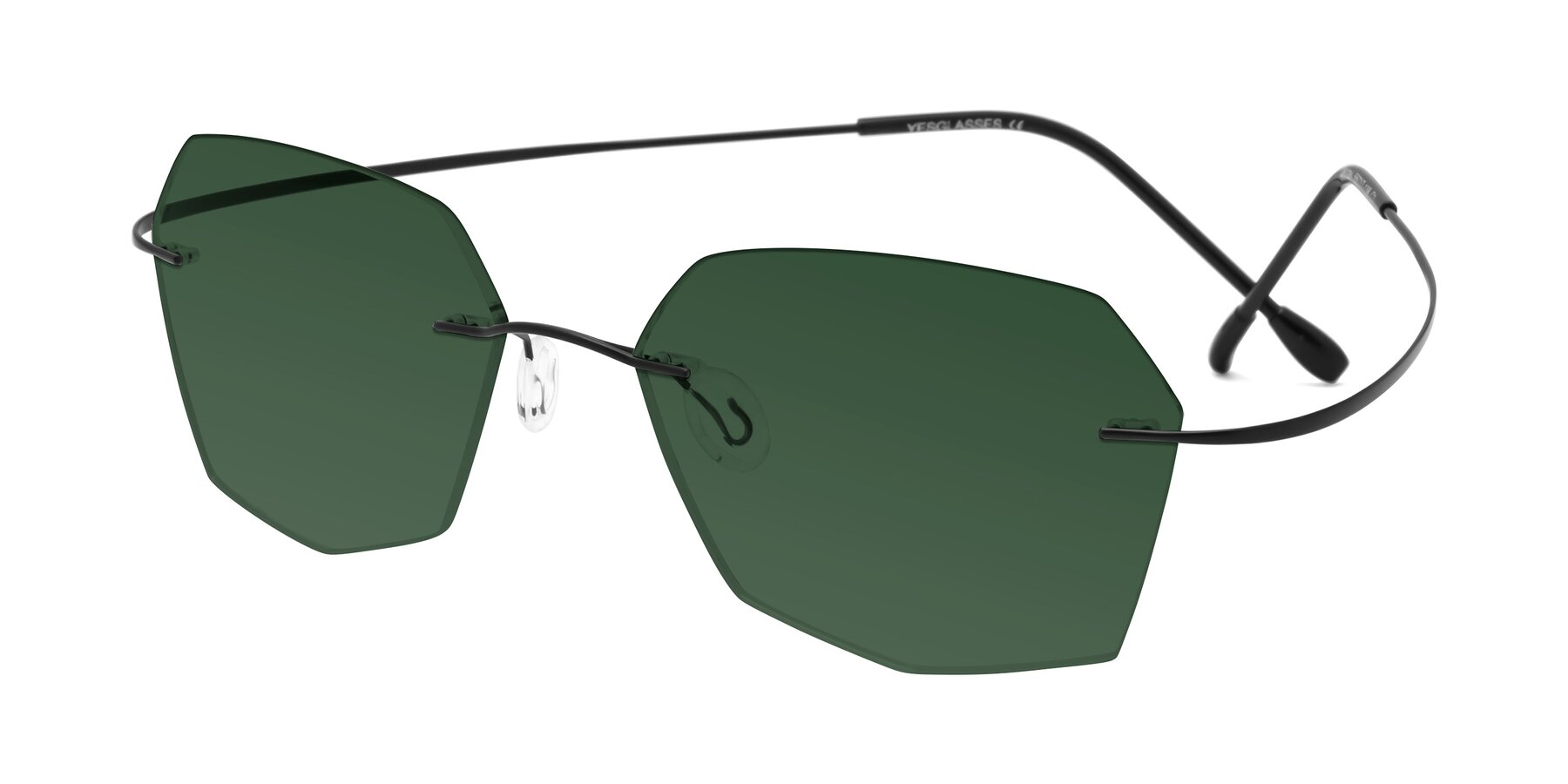 Angle of Denzel in Black with Green Tinted Lenses