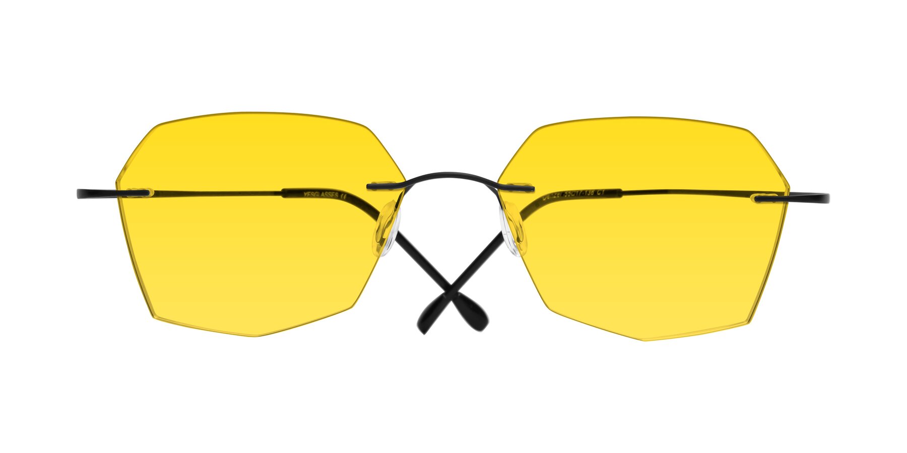 Folded Front of Denzel in Black with Yellow Tinted Lenses