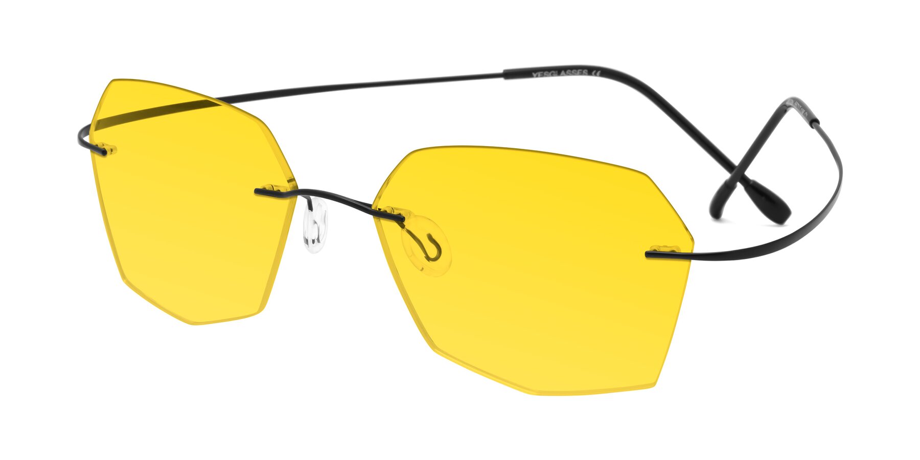 Angle of Denzel in Black with Yellow Tinted Lenses