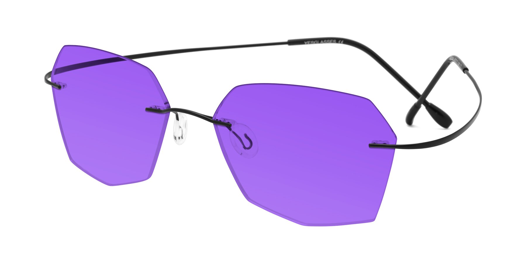 Angle of Denzel in Black with Purple Tinted Lenses