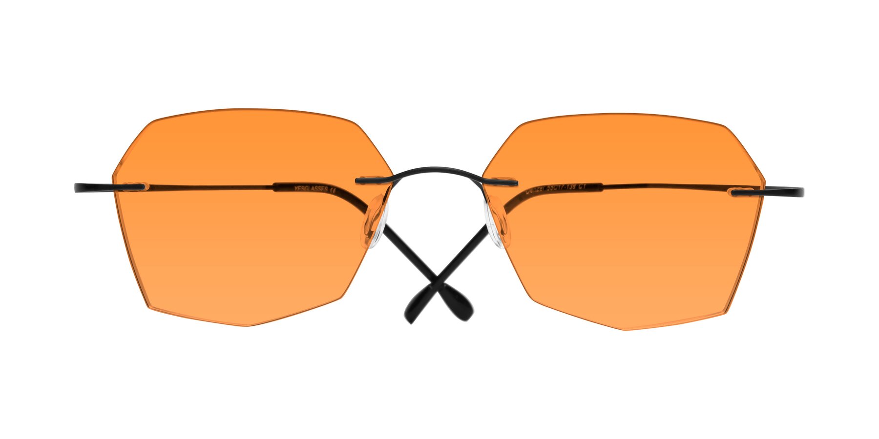 Folded Front of Denzel in Black with Orange Tinted Lenses